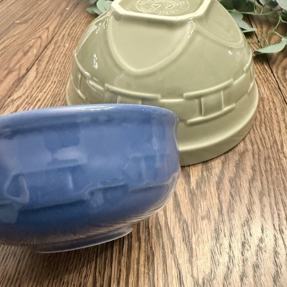 Longaberger Woven Traditions Sage Blue Bowl Set 8" & 5.25" EUC E - Picture 4 of 9
